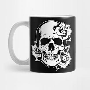 tattoo skull adorned with roses Mug